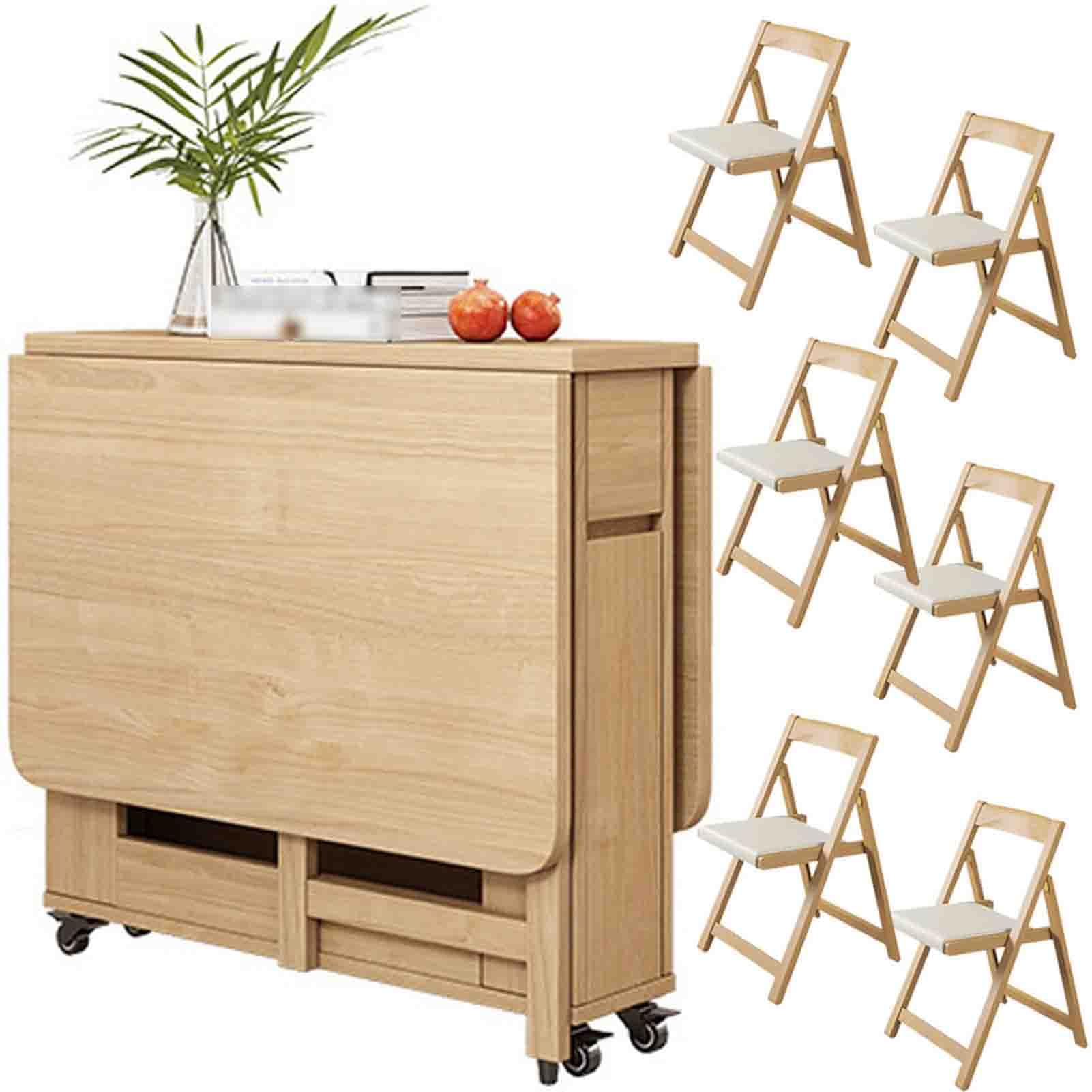 Dining Table Set for 4, Folding Table And Chairs, 4-6 Seater Solid