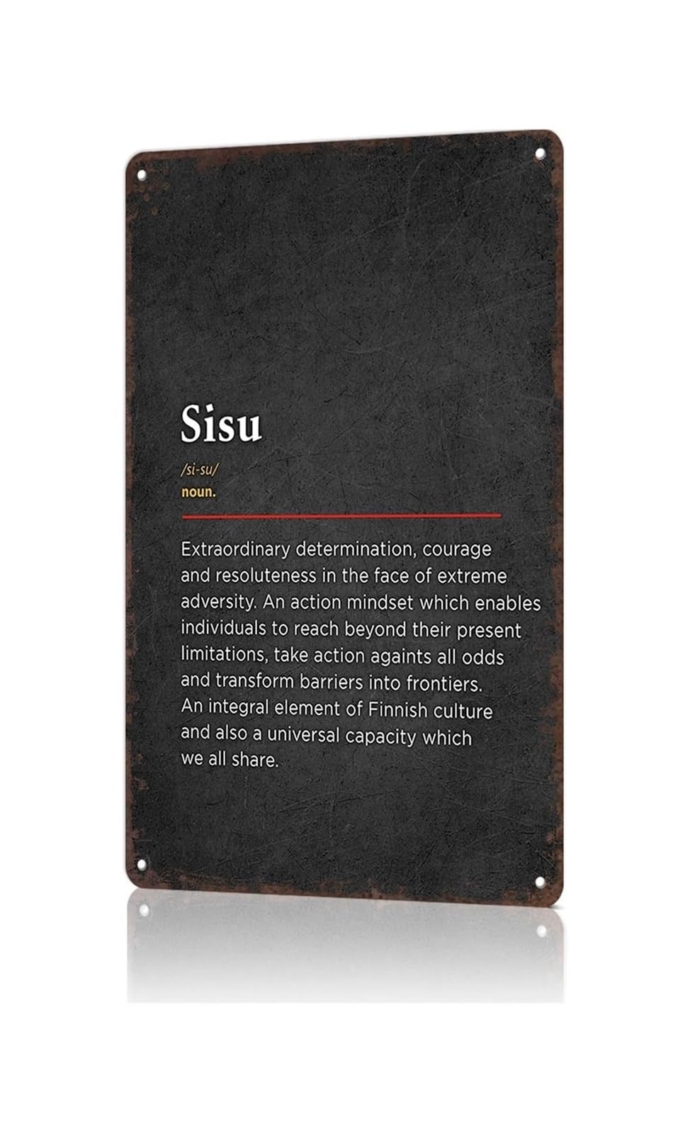 ZDVHOMCB Funny Sisu Metal Sign Vintage Tin Decor For Home Study Room Den Courage Quote Inner Strength Wall-Art Gift Idea 8 X 12 inch