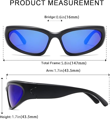 Miniatura 3 de Gafas de sol deportivas envolventes para hombres y mujeres, marco grueso ovalado de moda, de plástico ligero y duradero para exteriores UV400,