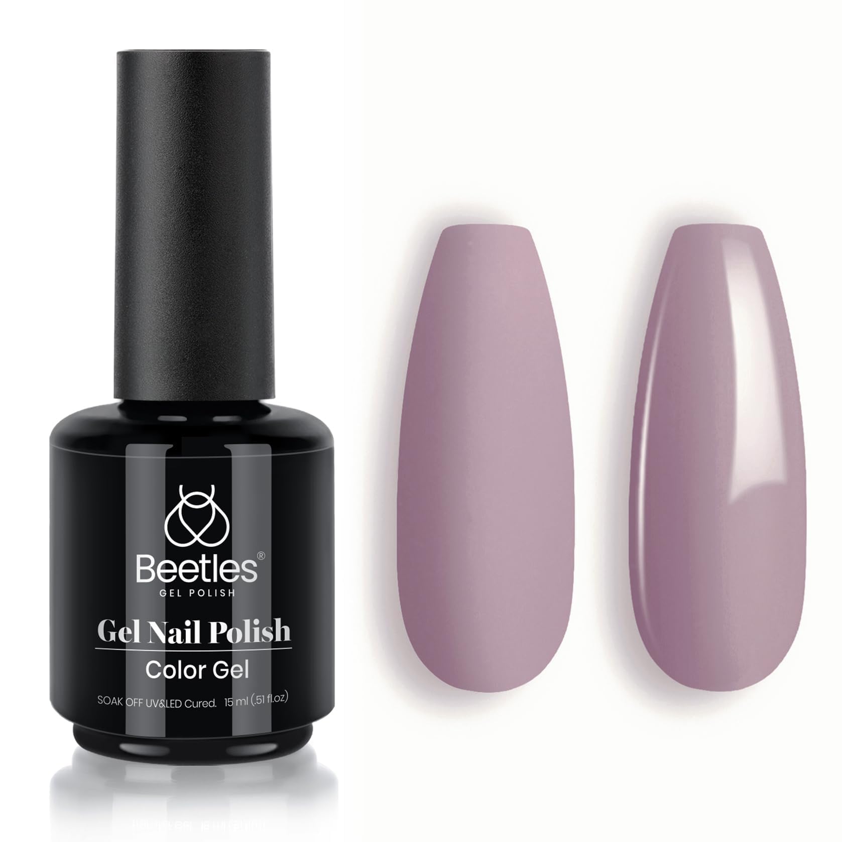 Beetles Grey Gel Nail Polish, 15ml Nude Angelina Grey Purple Gel Polish, Winter Soak Off UV LED Lamp Nail Art Salon DIY Design at Home Manicure Gifts for Women