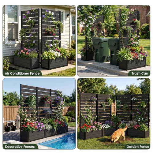 Diyfire Plastic Raised Garden Bed with Trellis, 73.8"x36"x14" Planter Box for Climbing Plants, Vegetables & Vines,(Black-Louver) by Diyfire - Used condition - Image 5