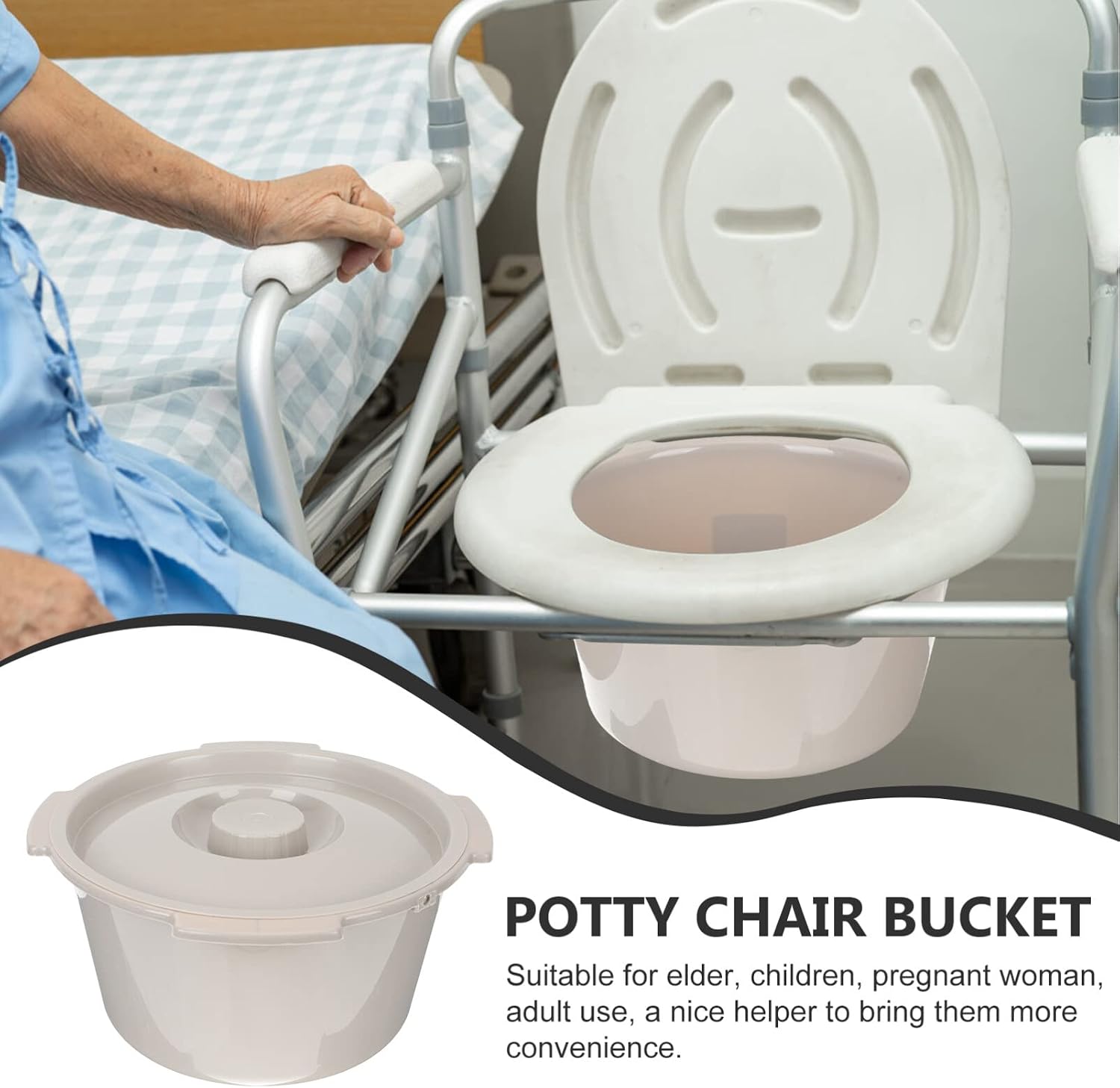 DOITOOL Commode Bucket with Lid Portable Chamber Pot for Seniors Pregnant Women and Adults Removable Pail for Toilet Chair Home Care Hospital Travel 12.20 X 12.20 X 6.10 in image 3
