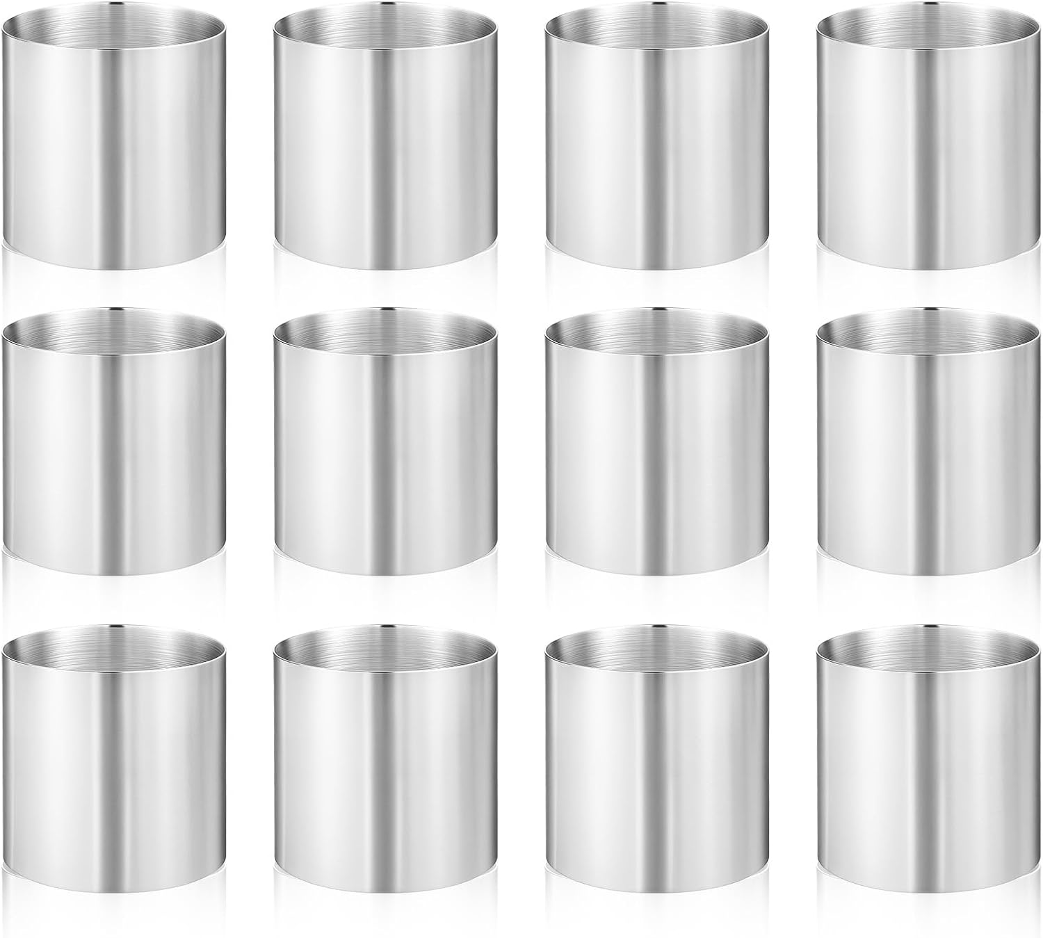8pcs Seamless Cake Rings Molds Stainless Steel Round Cake Cutter Mini Mousse Mold Pastry Cutter for Baking, 2 Inch