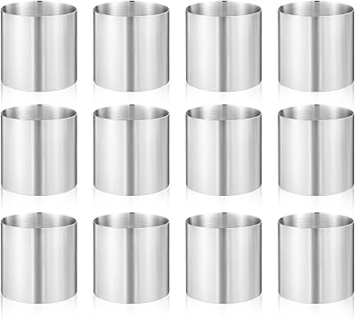 8pcs Seamless Cake Rings Molds Stainless Steel Round Cake Cutter Mini Mousse Mold Pastry Cutter for Baking, 2 Inch