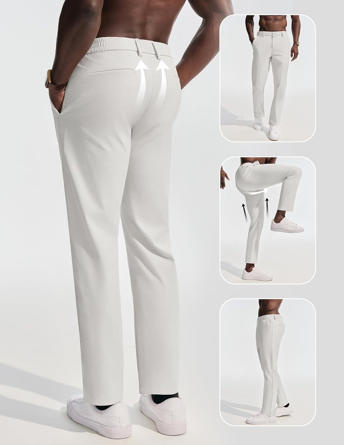 PJ PAUL JONES Men's Golf Pants Casual Stretch Slim Fit Tapered Dress Pants Lightweight Wrinkle Free Trousers - Image 2