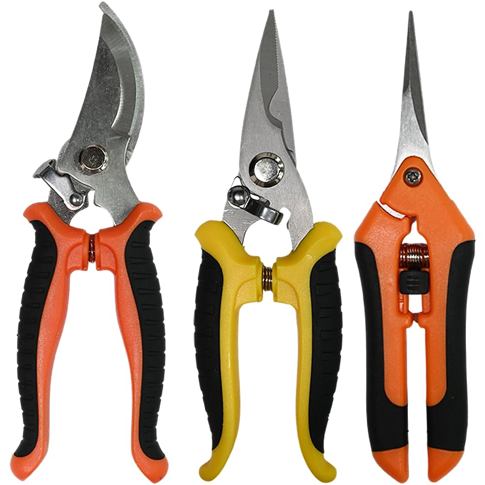 Armo® 3 x Garden Pruners Secateurs Scissors for Pruning Branches Hedges and Flowers Shear Clippers