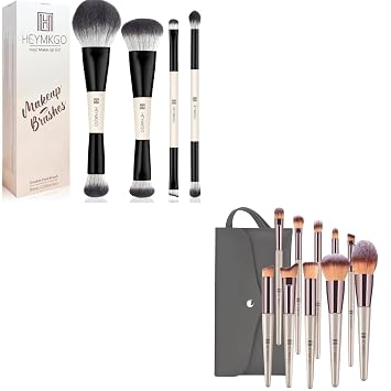 HEYMKGO Makeup brushes Set, Professional Foundation Dual-Ended Brush for Foundation Contour Powder Face Eyeshadow Brush for Liquid, Cream, Travel USe