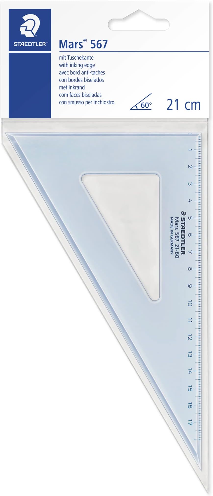 Mars 567 21-60 Set Square 20 cm 60/30 Degree - Blue