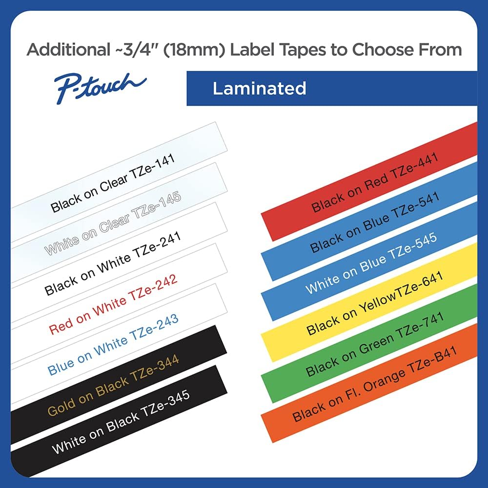 Brother P-Touch Genuine TZe-FX241, ~3/4" (0.7") Black on White Flexible Cable/Wire Laminated Tape –26.2 ft(8m) (TZEFX241)