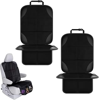 Protector Asiento Coche Silla Bebe,2pcs Protector Asiento Coche,Protectors Asientos Auto para Niños,Protectores Asientos Cuero Impermeables,Funda Compatible Isofix con Organizador Bolsillos