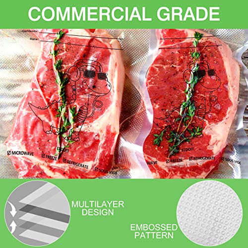 Ezdoit Vacuum Sealer Bags Commercial Grade For Food Saver, Food Sealer Bags Bpa Free, Heavy Duty, Food Vac Bags For Storage Meal Prep Or Sous Vide 100 Pack (8'' X12'') #TOP1