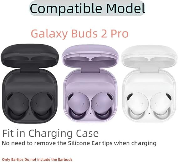 Ear Tips for Galaxy Buds 2 Pro In Ear tips buds Cover Eartips, Fit in The Charging Case Compatible with Samsung Galaxy Buds pro 2 Earbuds Silicone Ear Cover Earplugs S/M/L 6 Pairs (Black)