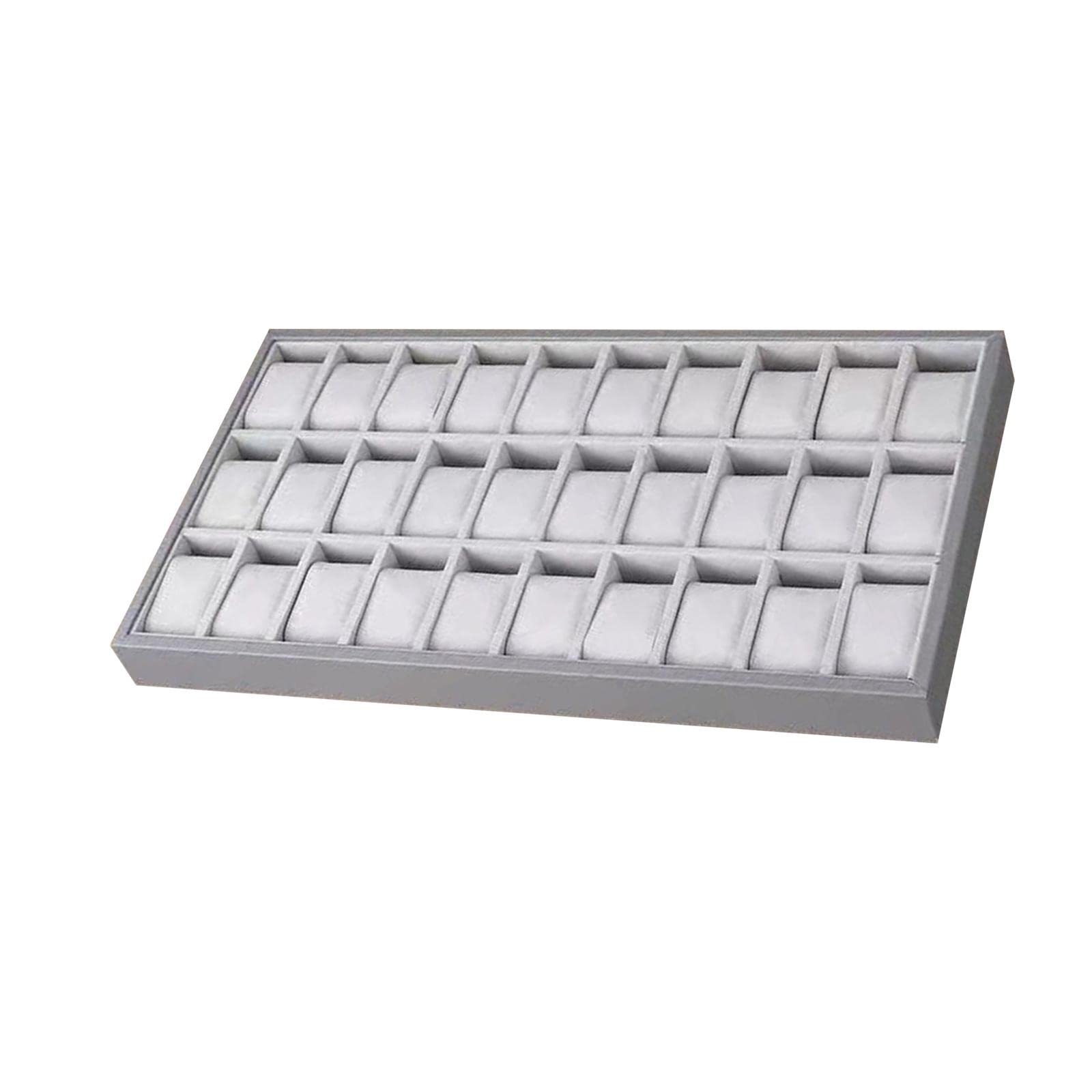 jojomis 30-Slot Watch Jewelry Tray Organizer - Wood PU Leather Bracelet Bangle Display Case for Men and Women - Dresser Shop Storage