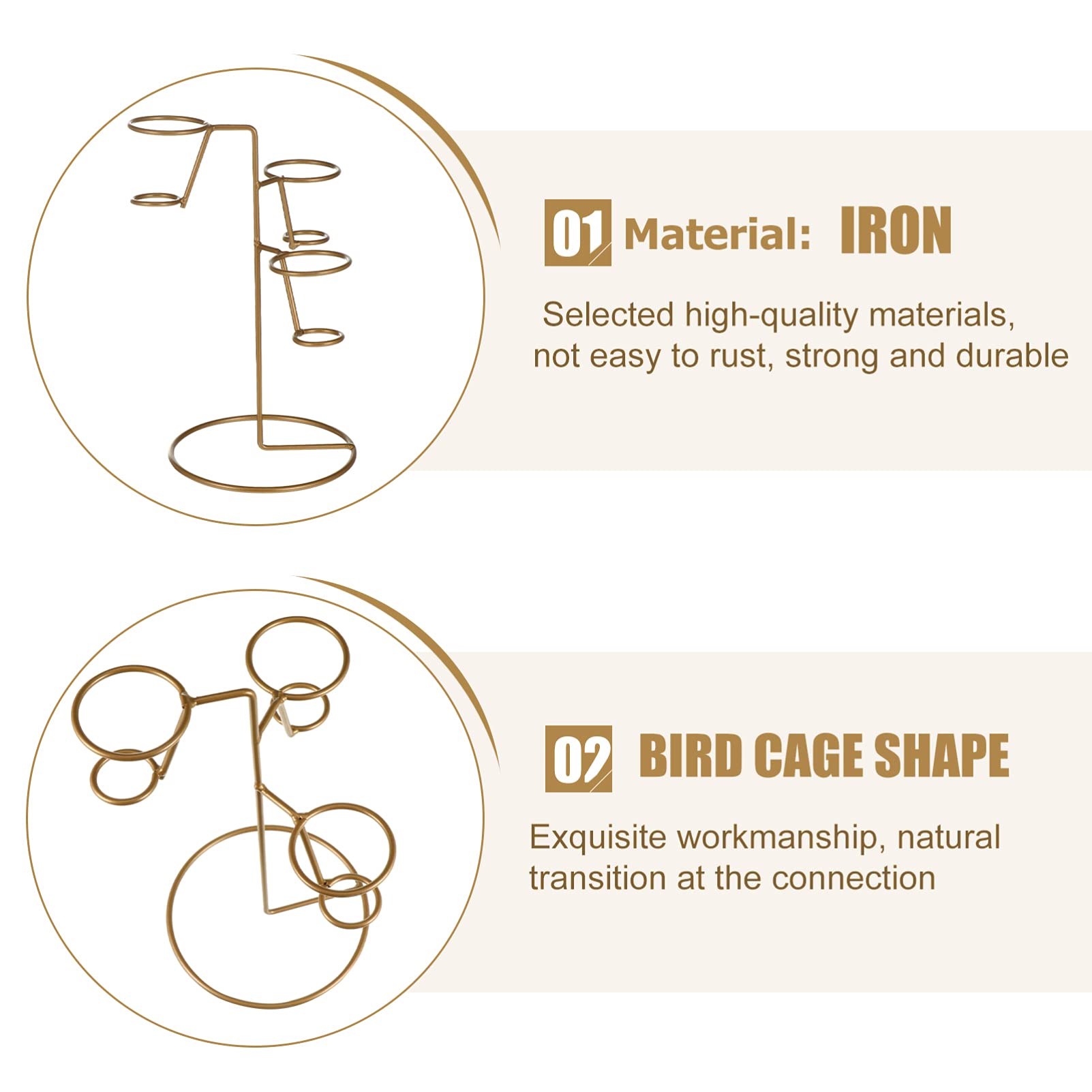 Kids Ice Cream Cone Holder Iron Cake Cone Display Stand Snow Cones Display Rack for Sushi Hand Rolls Popcorn French Fries Cupcake Gold Candy Display Rack