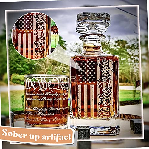US Flag Premium Whiskey Decanter - 450ml, WE THE PEOPLE Whisky Glass Bottle, for Memorial Day and Independence Day Party,Gift Idea for Men, Him, Dad - Scotch, Bourbon, Vodka - Thumbnail 4