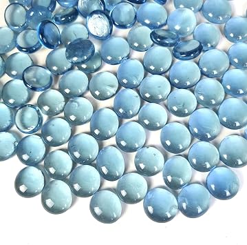 HappyFiller Aqua Blue Glass Gems Flat Marbles Aquarium Pebbles