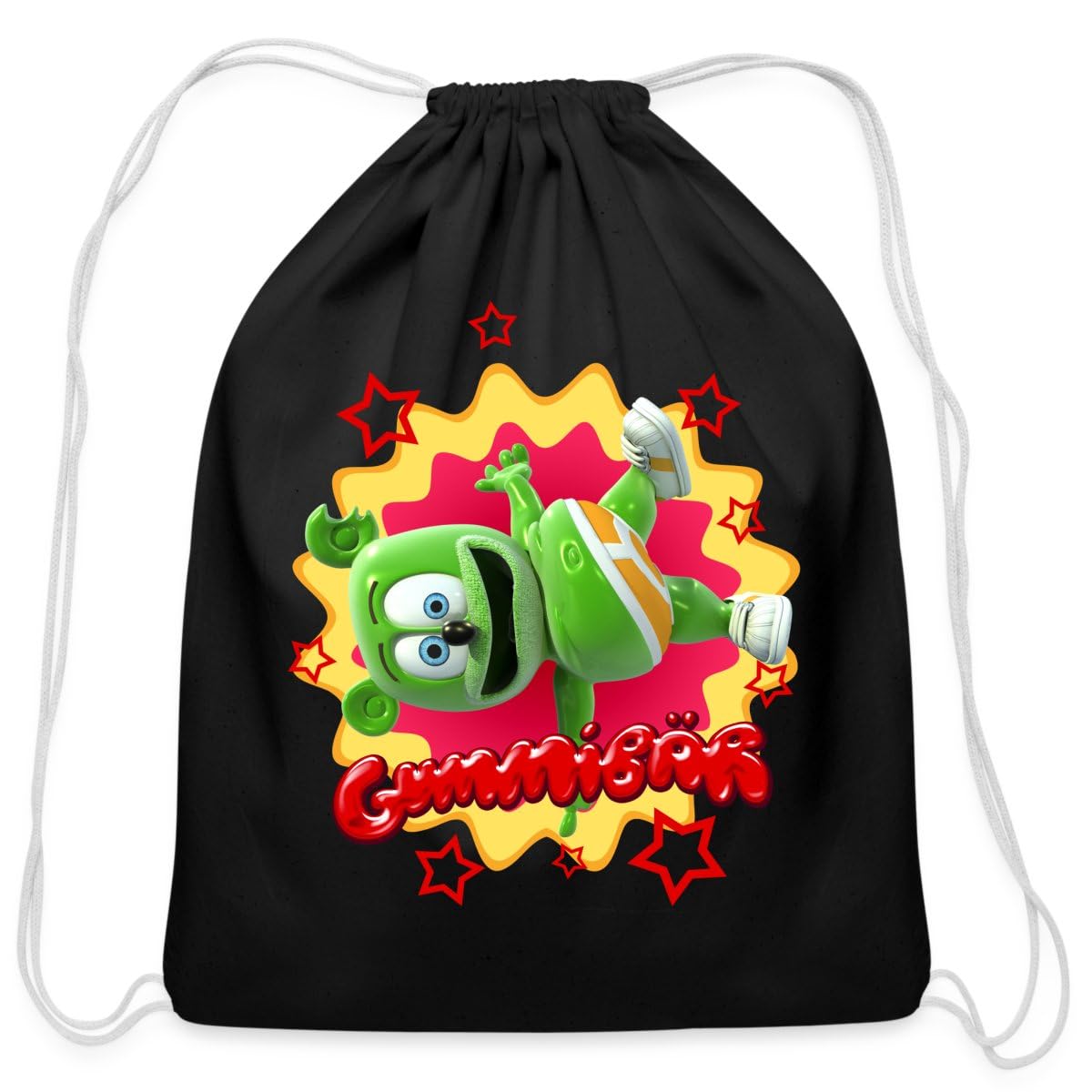 Spreadshirt Gummibär Gummy Bear Starburst Cotton Drawstring Bag, One Size, black