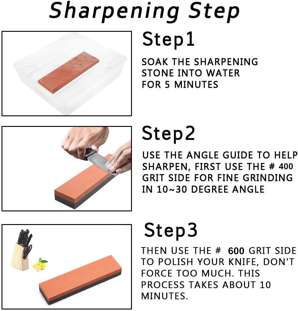 Ubelly Whetstone Knife Sharpening Stone-Dual Sided 400/600 Grit Water Stone-Sharpener,Rectangle Sanding Stone Block - Perfect for Sharpening & Polishing Knives, Tools, Bits, Chisels