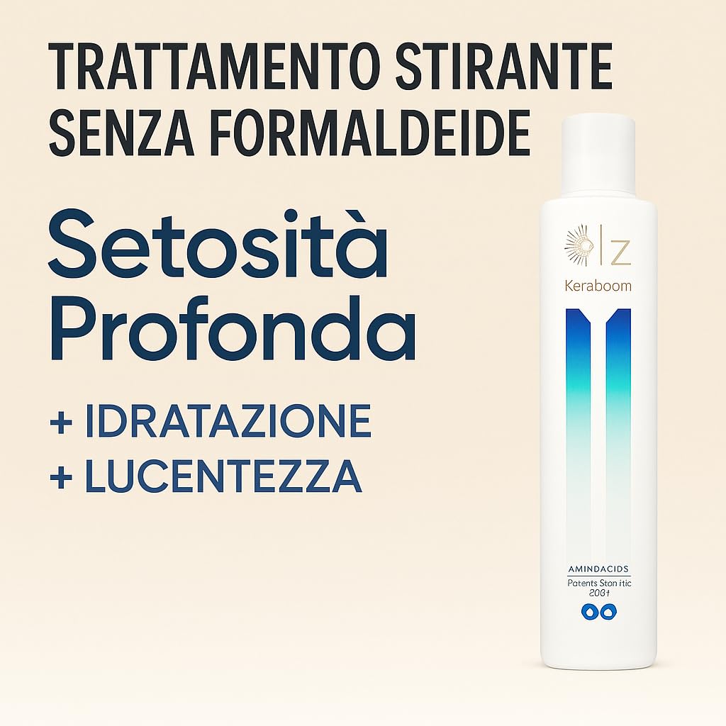 Keraboom LZ Products – Trattamento Stirante Capillare Senza Formaldeide – Idratazione, Nutrimento e Lucentezza per Capelli Setosi (500ml)