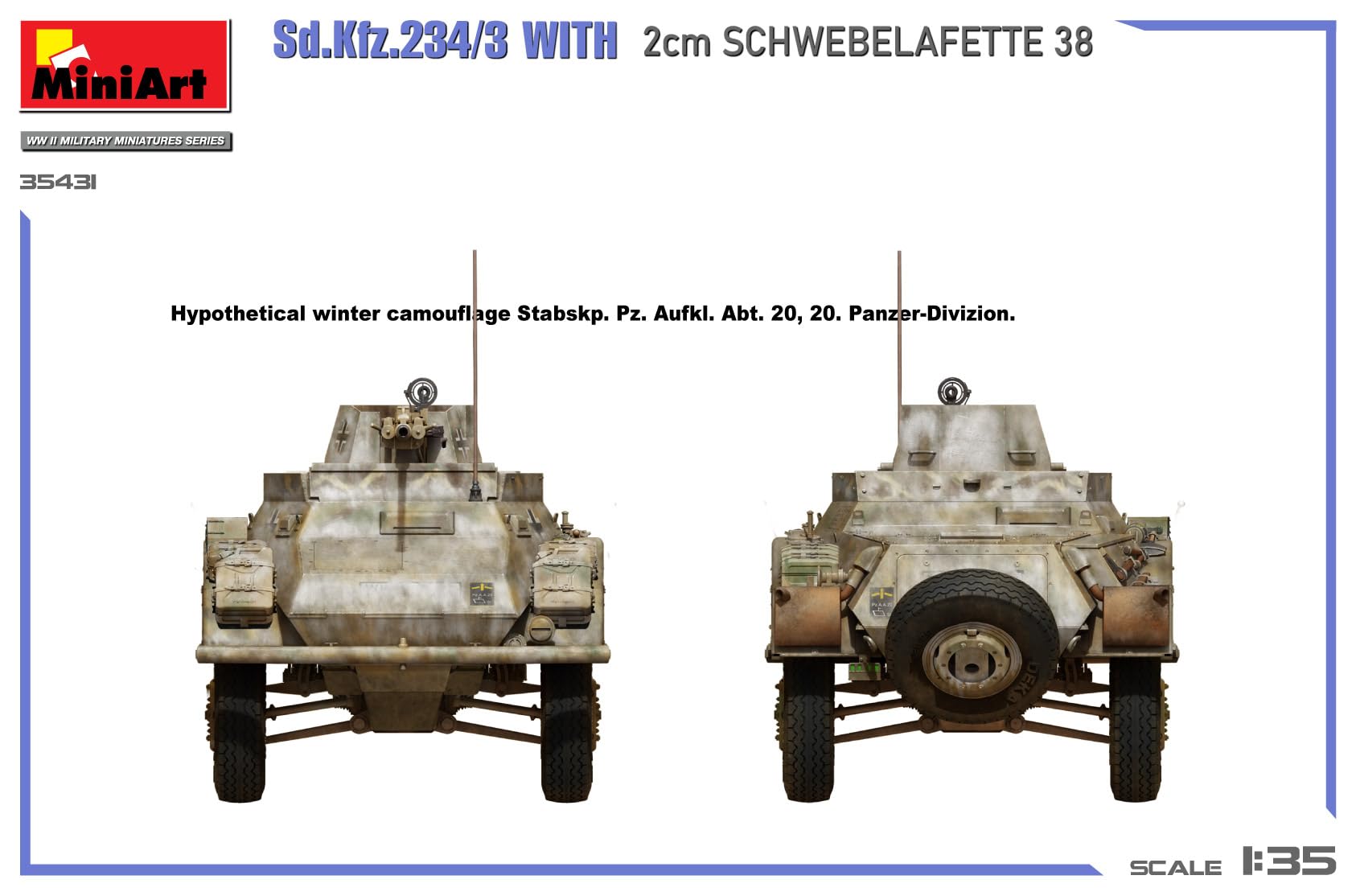 Miniart 35431 1:35 DT. SD.Kfz.234/3 2cm Lafette 38 - reproducción Fiel, modelismo, Kit de plástico, Manualidades, Hobby, Pegar, maquetas, Montar