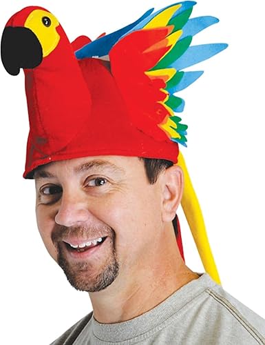 Beistle - Gorro de felpa novedoso de tela de loro disfraz hawaiano tropical suministros de fiesta Luau accesorio Hula