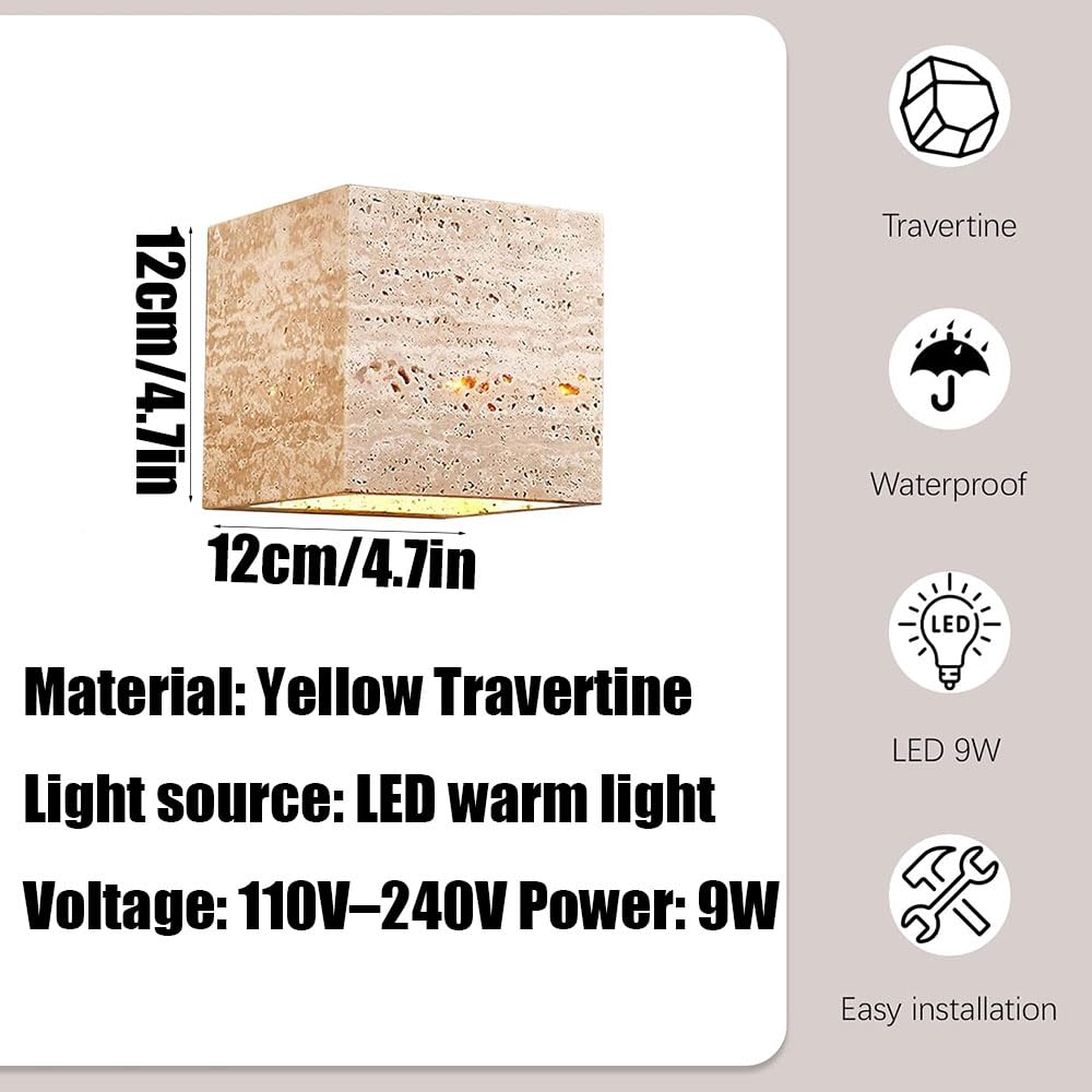 Lampada da parete in travertino giallo in stile industriale
