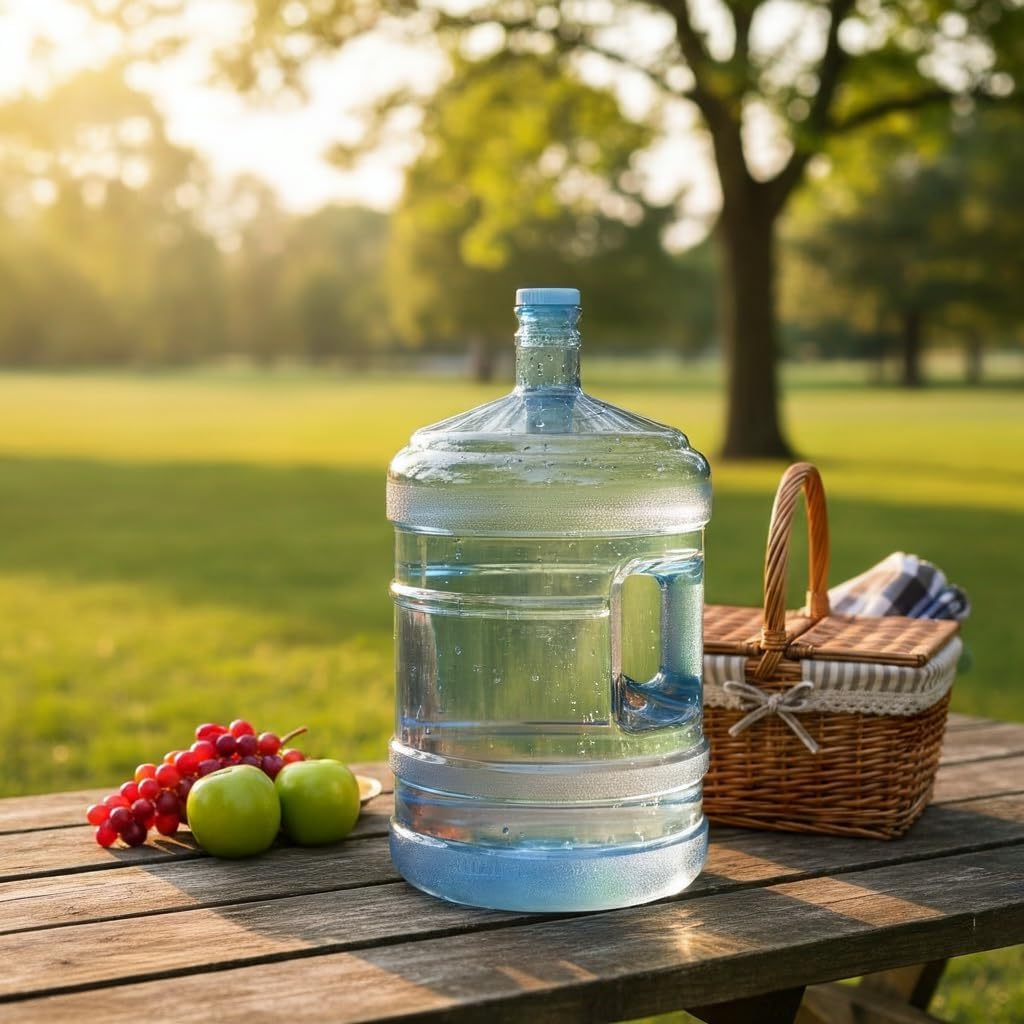 5 Gallon Water Bottle with Handle & 48mm Screw Cap – Heavy Duty Reusable Water Jug, Fits Standard Water Coolers, Large Water Storage Container for Home, Office & Emergency Use