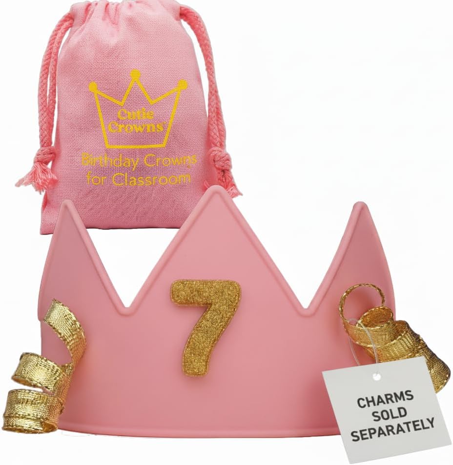 Reusable Soft Birthday Princess Crown - Adjustable Silicone Party Hats & Princess Dress Up - Ages 2-10+
