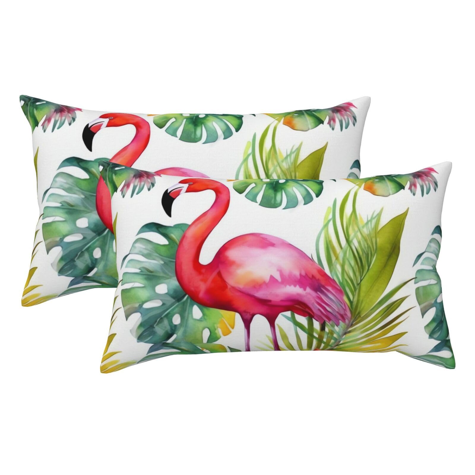 2 Pack King Pillow Cases with Hidden Zipper, Soft Breathable Pillow Covers for Hair and Skin, Tropical Watercolor Pineapple Flamingo Pillowcases 20"x36" Bed Pillow Protectors Cover for Sleeping Gifts