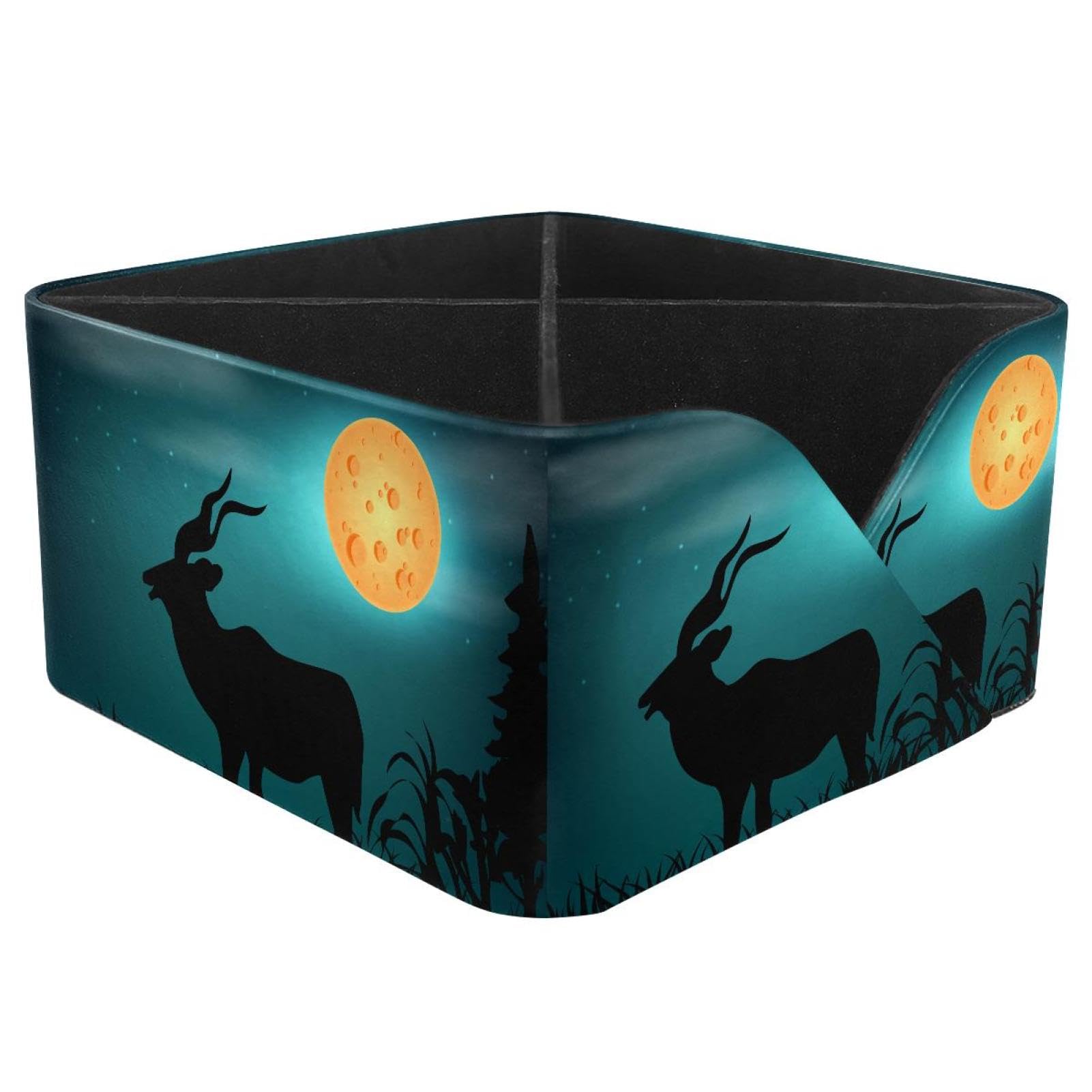 KengjuTesu Kudu Moonlight Desktop Organizer Pen Holder, Rectangular Pencil Cup for Office, Study and Makeup Stations