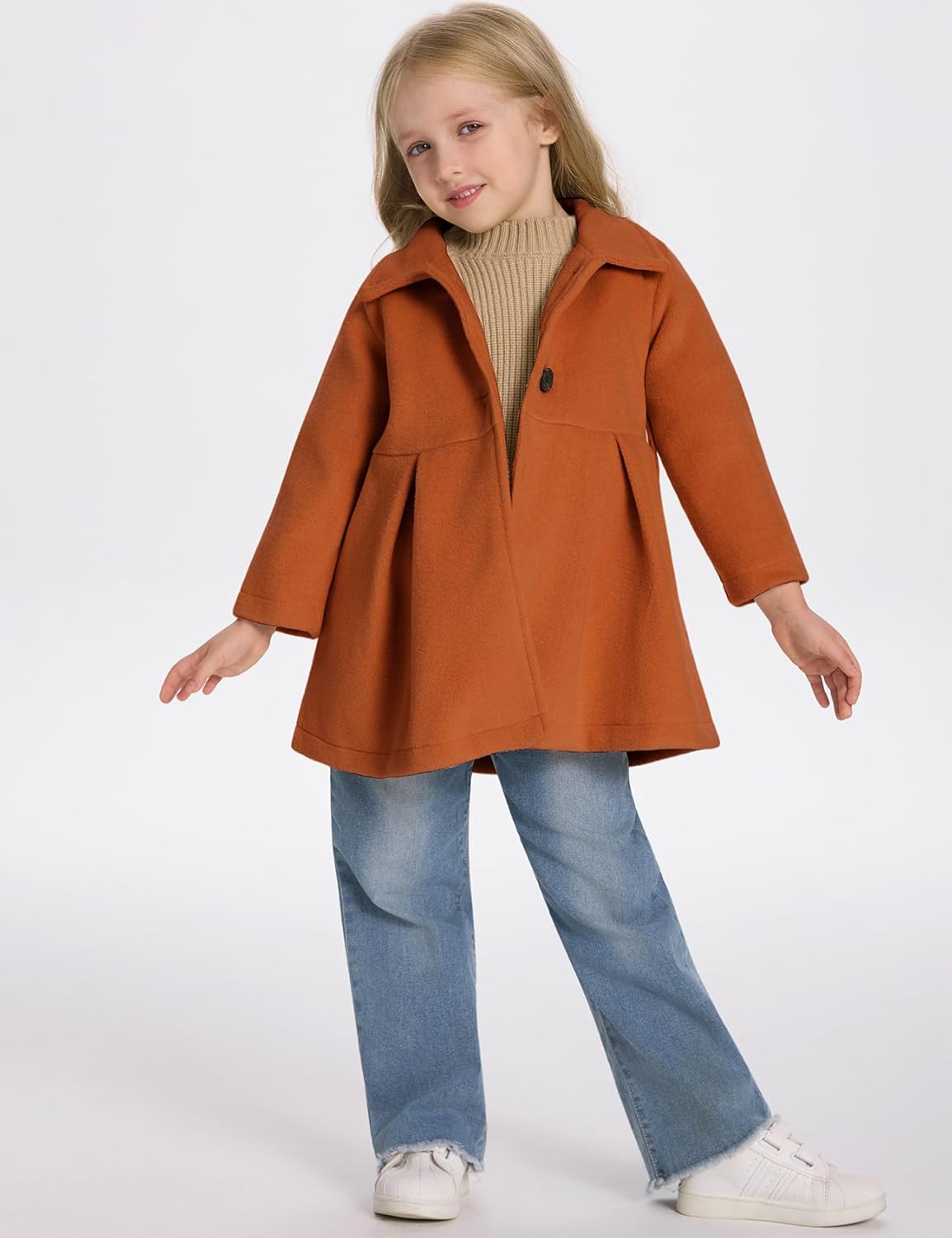 Yimoon Toddler Girls Dress Coat Wool Peacoat Long Fall Winter Jacket - Image 3