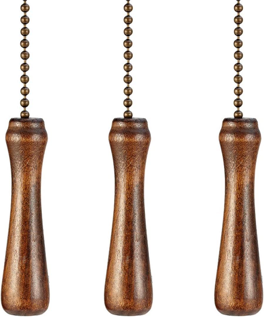 Wooden Hammer Ceiling Fan Chain Pulls, Wall Light Pull Rope Switch