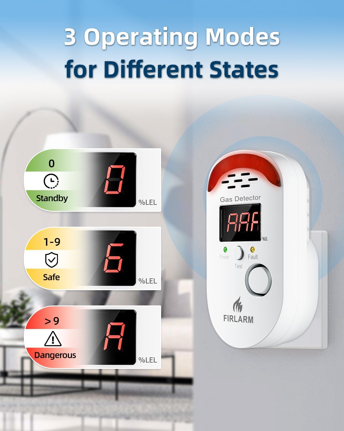 Gas Leak Detector for Home, Plug-in Natural Gas Detector for Propane, Methane, Butane, LPG, Combustible Gas Alarm Monitor with LED Digital, Audible and Visual Alert, for Kitchen, RV, Garage - Image 5