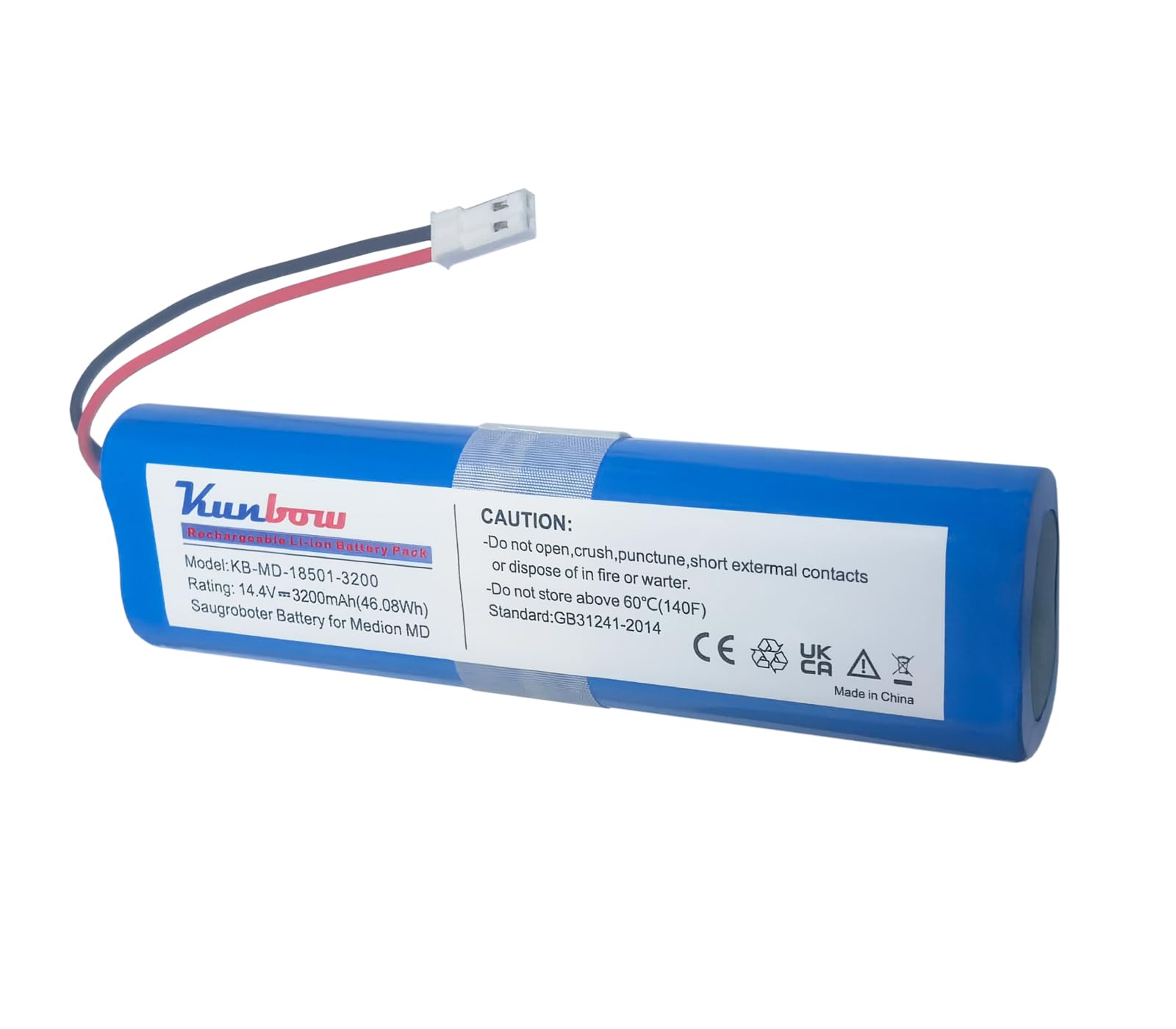 Kunbow 3200mAh Li-ion Akku,Ersatzakku für Medion MD 18500, MD 18501, MD 18600 Staubsauger.(14,4V/46.08Wh)