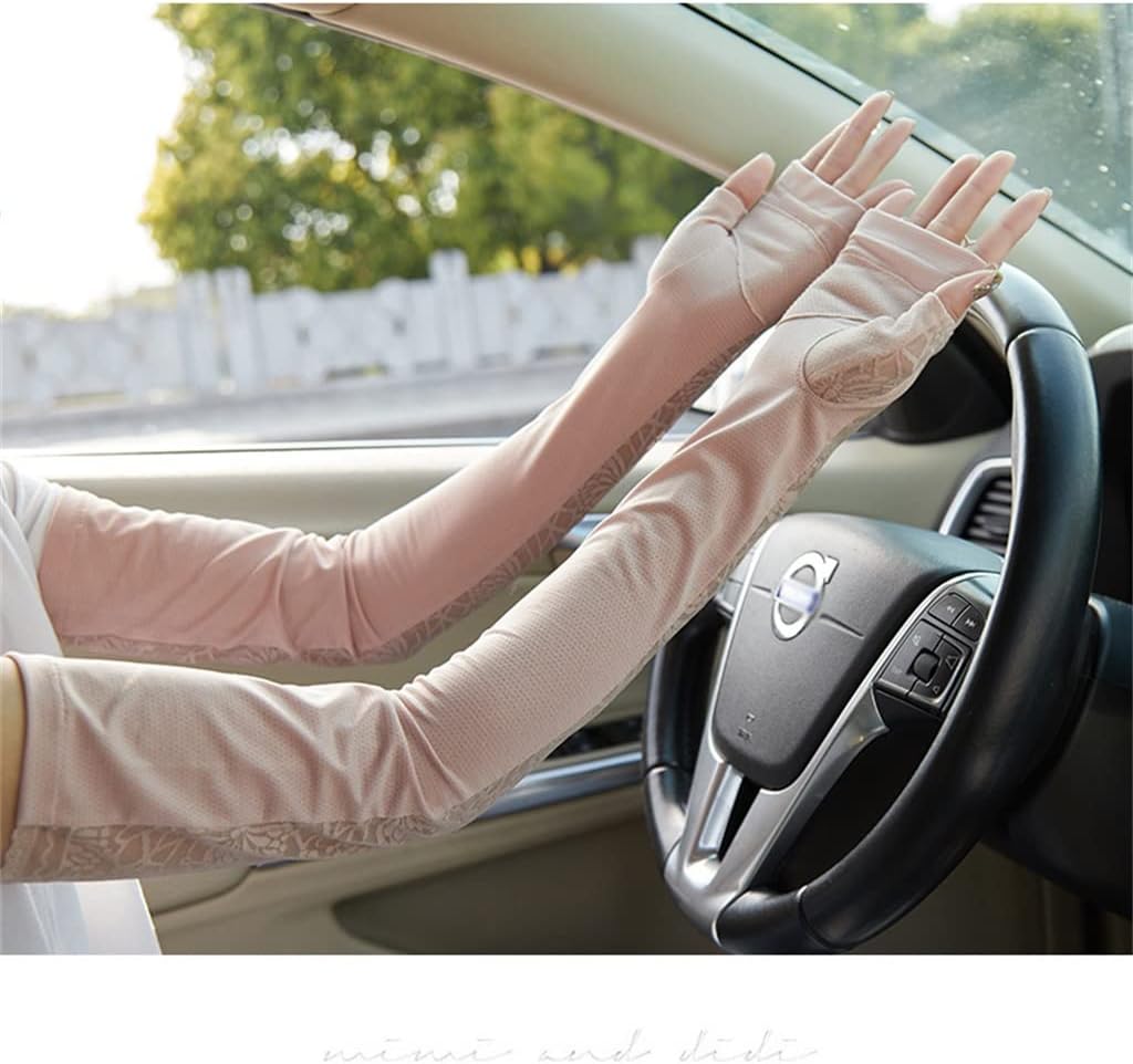 HBJWOV Arm Arm Sleeve Arm Guard Sleeve Gloves Female Driving and Cycling Lace Thin Sleeve Sleeve(E)