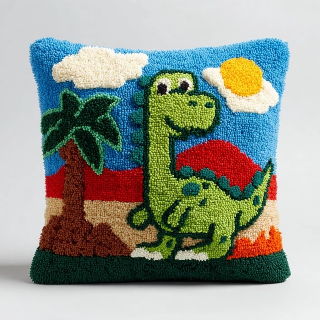AxiangziK Latch Hook Pillow Kits for Beginners,Cartoon Dinosaur