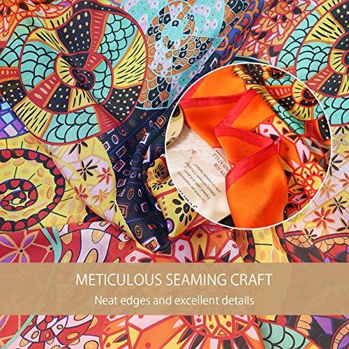 Silk Scarves Women Vintage Paintings Pattern Sunflower Floral Ethnic Style Long Scarf Grand Shawl Beach Wrap Dress4