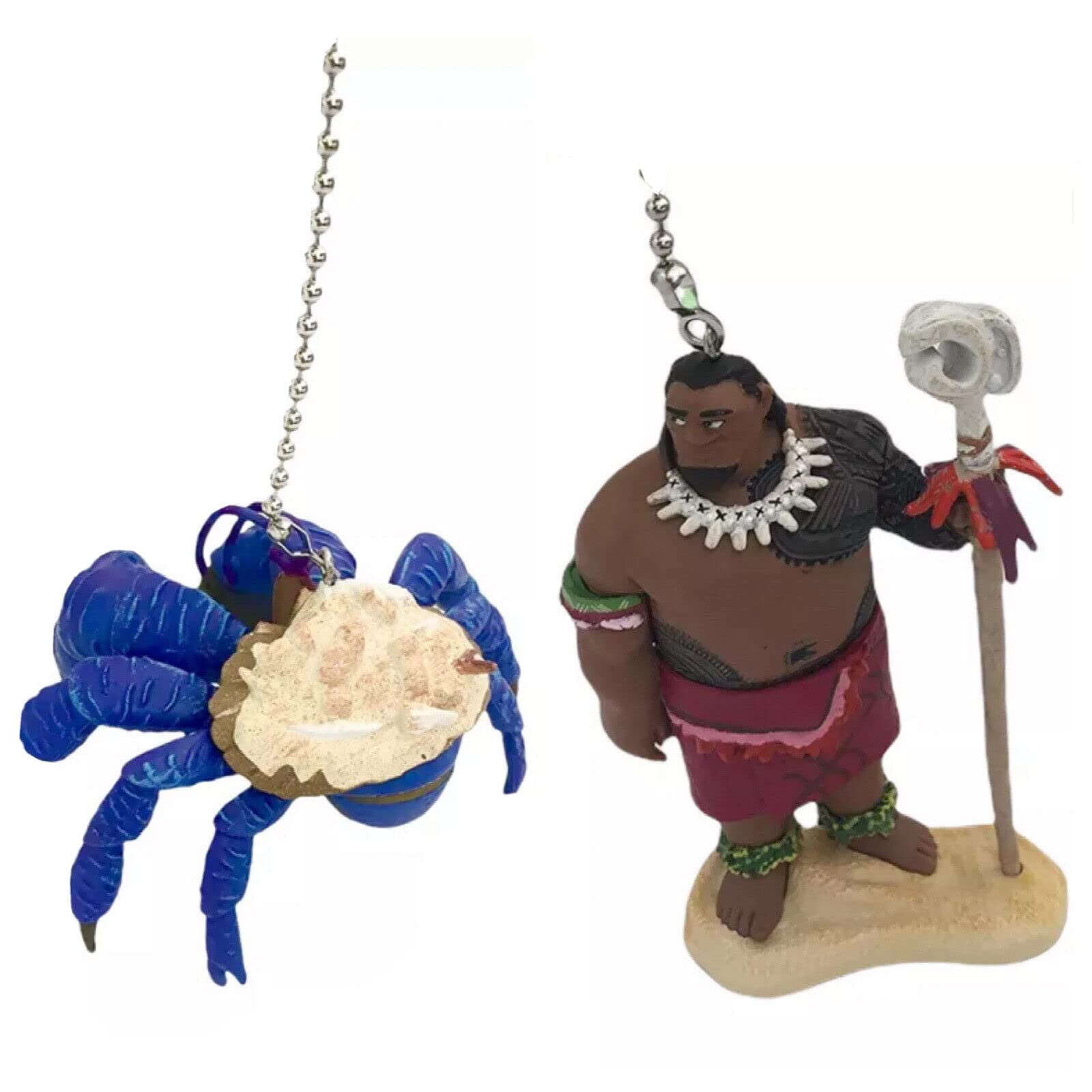 Chief Tui Moana Dad & Tamatoa Crab Fan Lamp Pull Chain Figure PVC Figurine New