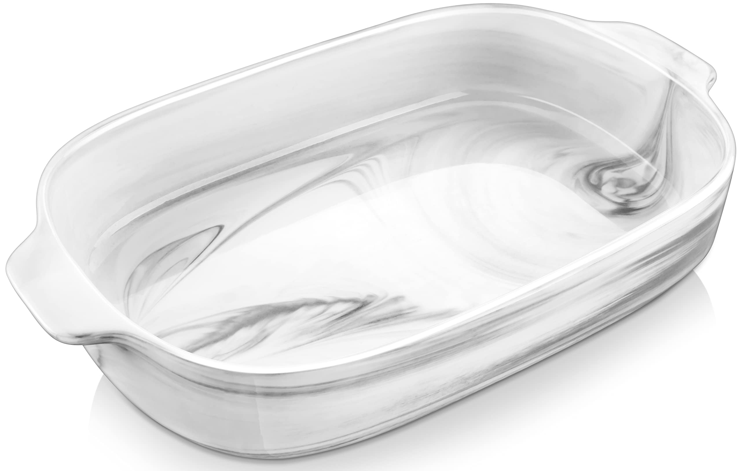 MALACASA, Series Bake, Rectangular Baking Dish, Marble Grey Porcelain Pie Pan with Double Handle, Oven to Table Baking Dish Ideal for Lasagne/Pie/Casserole/Tapas, 36.5 x 25 x 7.5cm