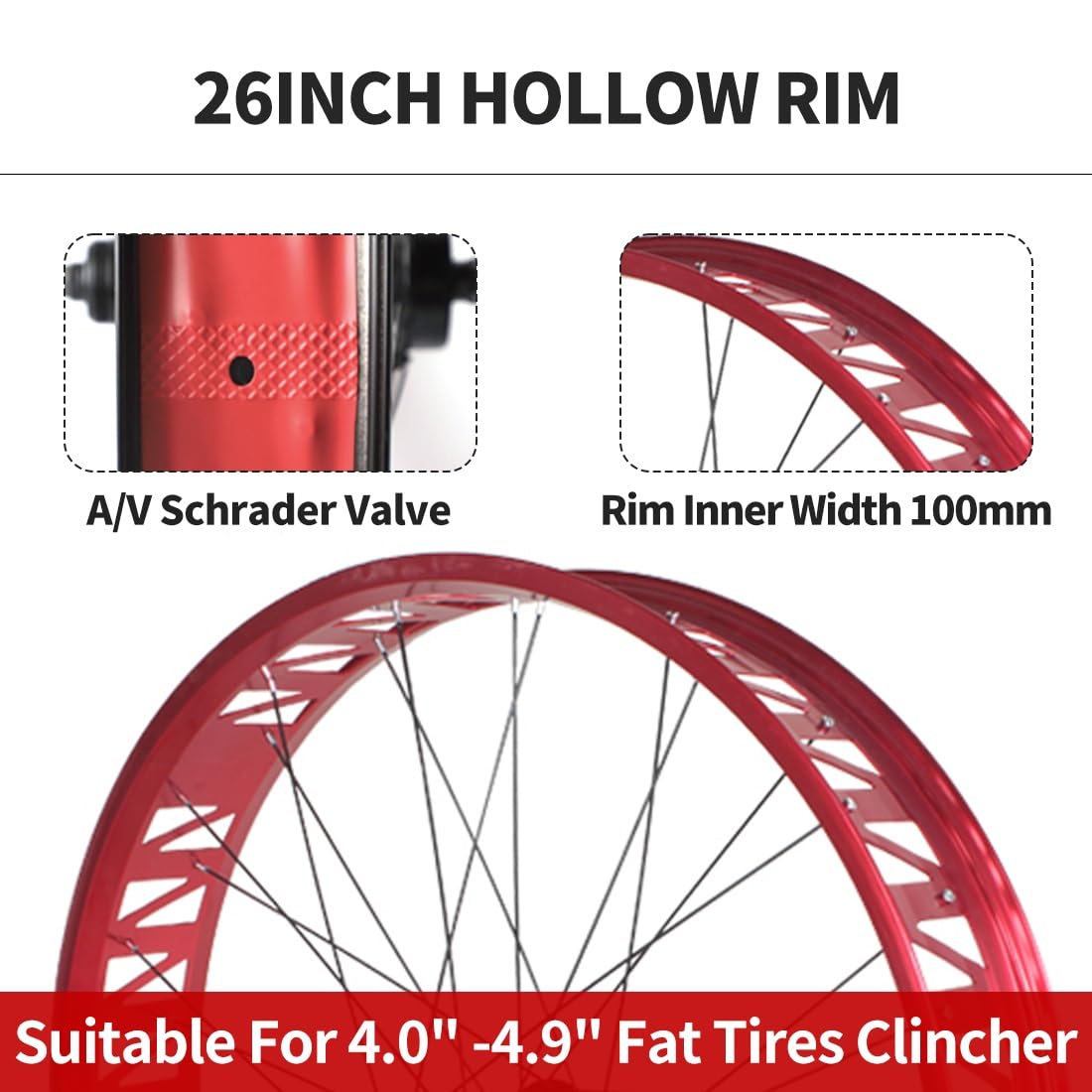 Amazon | 26インチ ファットバイク用ホイールセット 4.0-4.9インチ