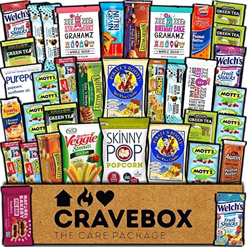 CRAVEBOX Easter Healthy Snack Box Variety Pack Care Package (35 Count) Gift Basket Kids Teens Men Women Adults Health Food Nuts Fruit Nutrition Assortment Mix Sample College Students Office