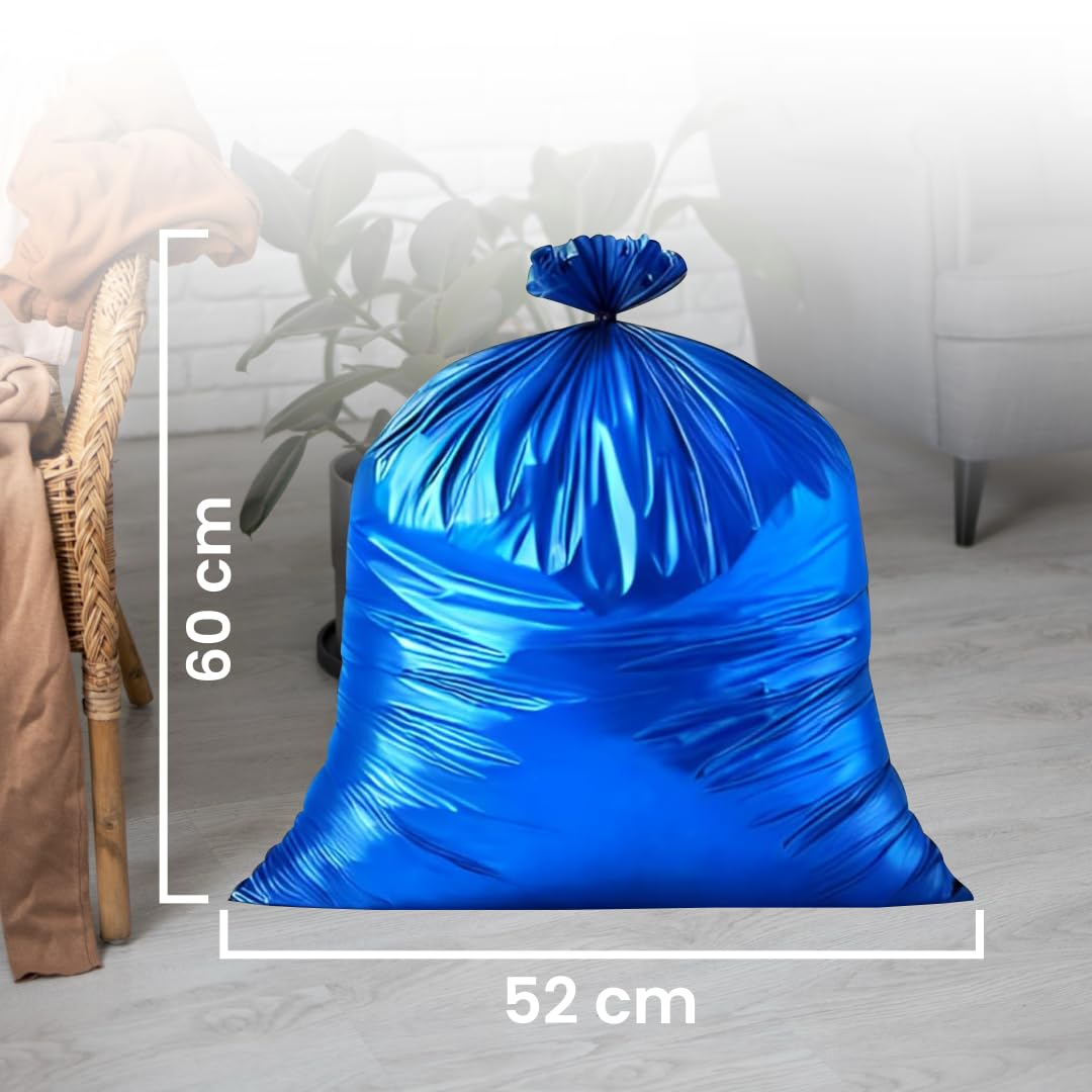 SANJOMA Bolsas Basura 30L | Ideal Para Cocina y Jardín, Alta Durabilidad y Resistencia | Bolsas Basura Grandes, Color Azul, Rollo de 25 Unid. | Caja De 50 Rollos De Bolsas De Basura 52 x 60 cm
