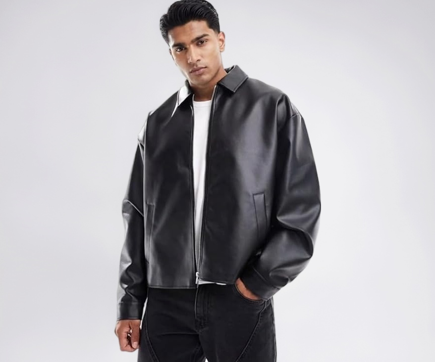 Generic Gigavibe Faux Leather Oversized Coach Jacket