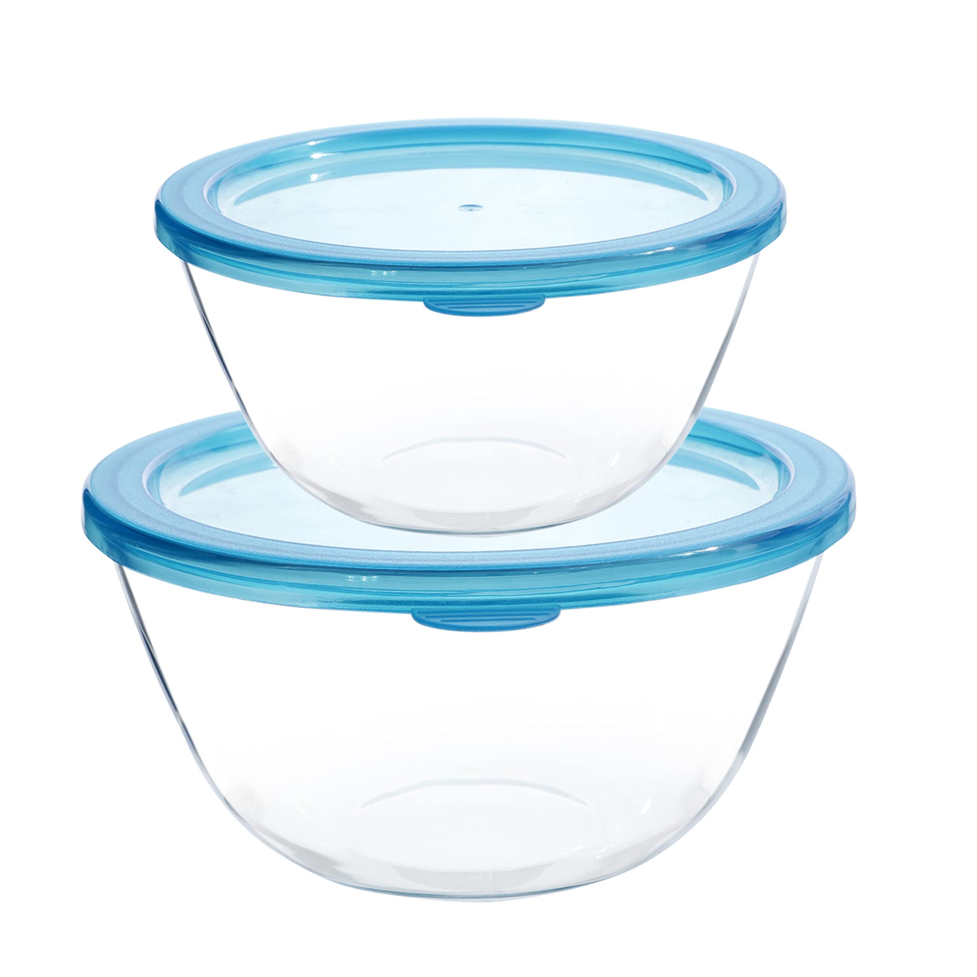 Cutting EDGE Regalia Set of 2 (1100ml + 1600ml) Round Glass Mixing & Serving Bowl, With Lid, Freezer & Dishwasher Safe, Ideal for Kitchen Storage 3