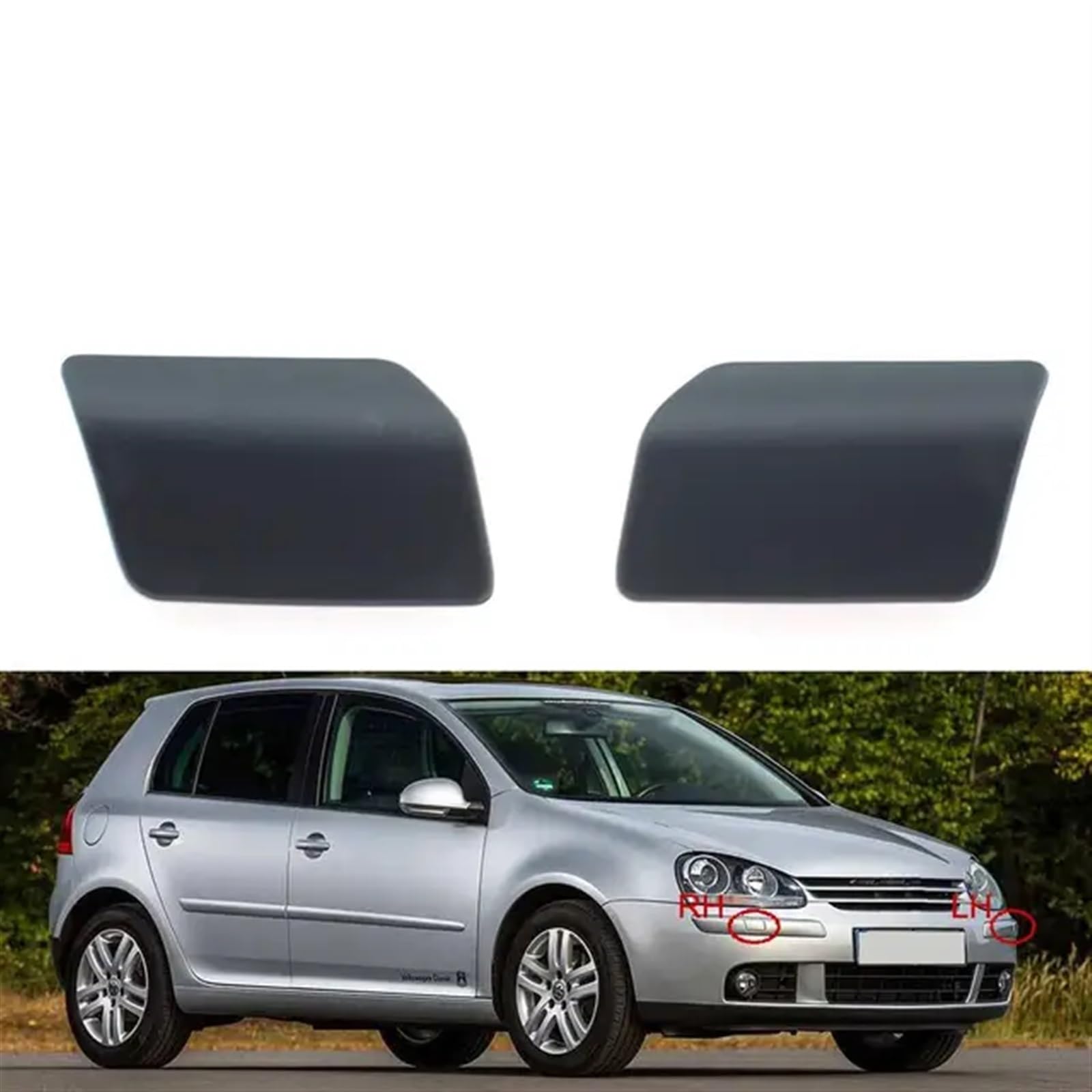 Wivplex For VW, for Golf, 5 AB 2003 2004 2005 2006 2007 2008 Frontscheinwerfer-Waschdüsenabdeckung Scheinwerfer-Sprühstrahlkappe Abdeckung für Scheinwerferreinigungsanlage(SET)