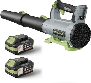 Leaf Blower Cordless with 2× 5.0Ah Batteries and Charger, 21V Electric, Lightweight Battery Powered Blowers for Lawn Care, Yard, Patio Cleaning, Blowing Leaves & Dust