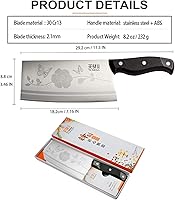 Vista 10 de TJ POP Chinese Chef Cleaver, 7.5 Inch Stainless Steel Knife with Ergonomic Handle, Ultra Sharp Kitchen Knife for Home and Restaurant