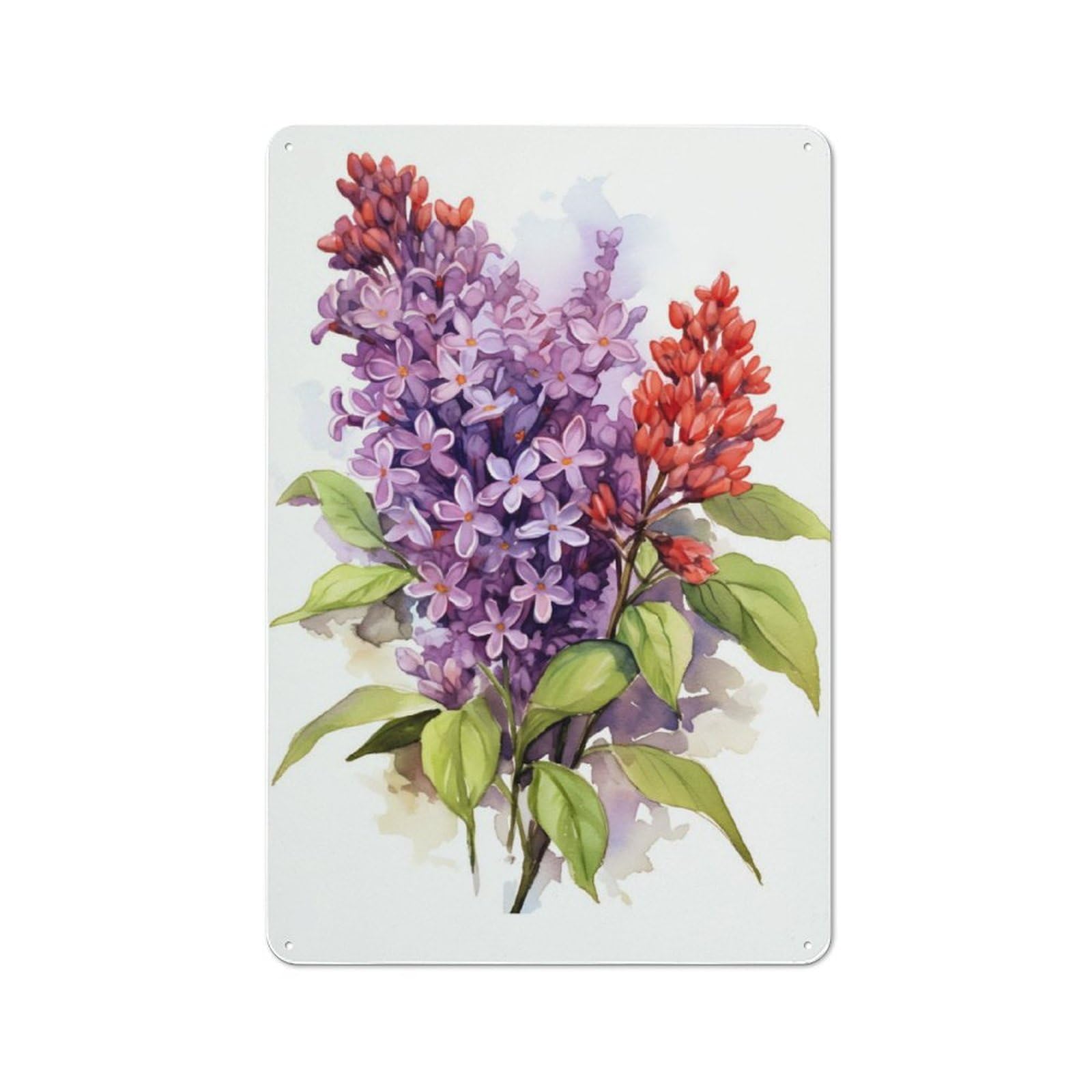 Junmoney Lilac Flowers Vintage Metal Plaque 30X20cm For Dining Room Or Kitchen, For Home Decor Collectors Refreshing A Room In Autumn