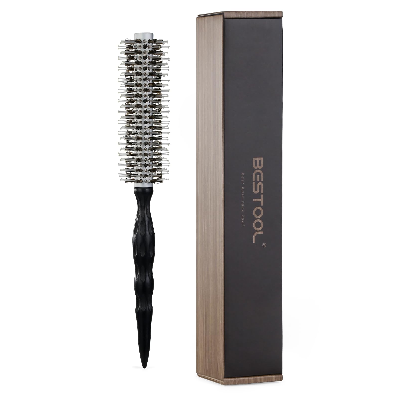 BESTOOL Lightweight Round Brush for Blow out Styling Small Boar Bristle Hair Brush to Add Shine/Smooth Creat Volume Best for Short/Medium Hair