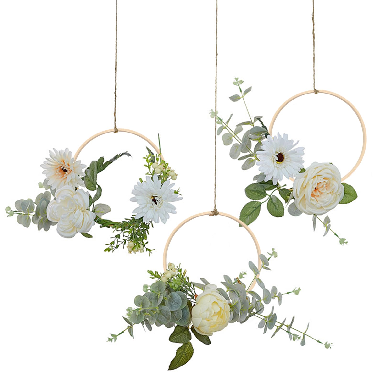 Worown 6 Pezzi Anelli in Bambù 20cm - Cerchi Floreali per Decorazioni Nuziali, Ghirlande Artigianali e Appendere alla Parete - Idee per Artigianato da Parete